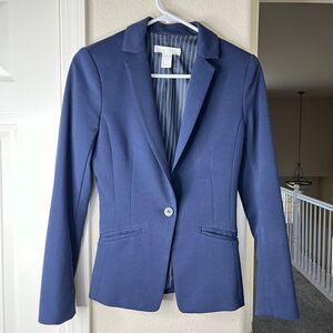 H&M Express Long Sleeve Casual Women Blazer Jacket Navy Blue Size 2 #466
